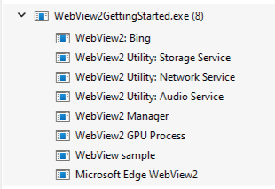 Task-Manager mit einer App, die WebView2 mit dem neuesten Windows verwendet