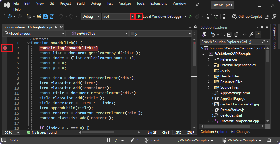 Ausführen des lokalen Windows-Debuggers in Visual Studio