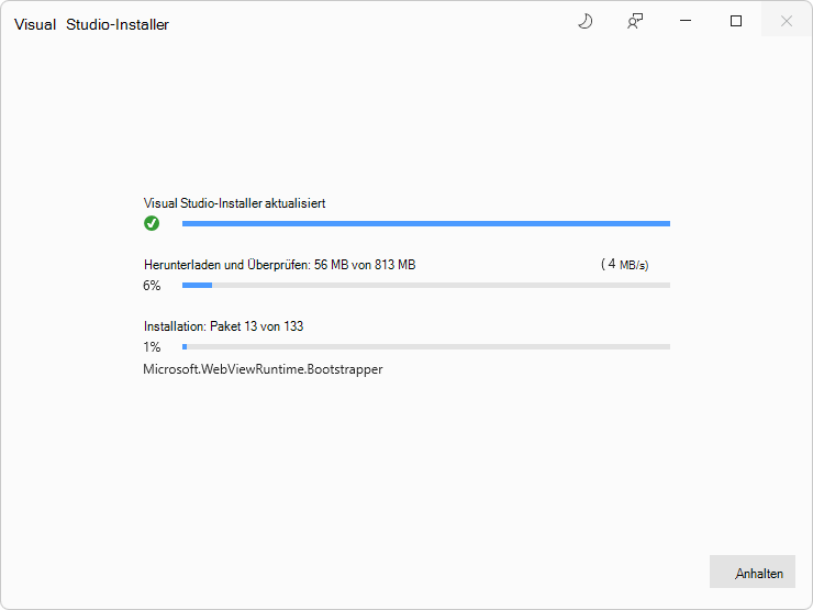 Visual Studio-Installationsprogramm, das die Workload für die .NET-Desktopentwicklung installiert