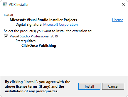 VSIX Installer Visual Studio-Installer Projects 2019