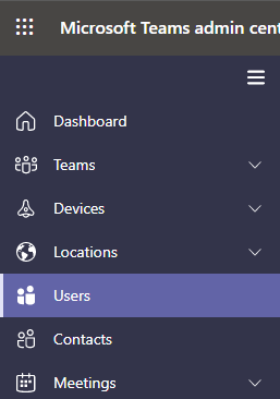 Zeigt die Auswahl von Benutzern im Microsoft Teams Admin Center an.