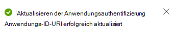 Screenshot: Meldung der App-ID-URI