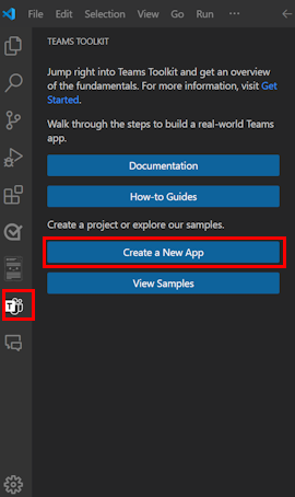 Screenshot: Erstellen einer neuen App in Visual Studio Code