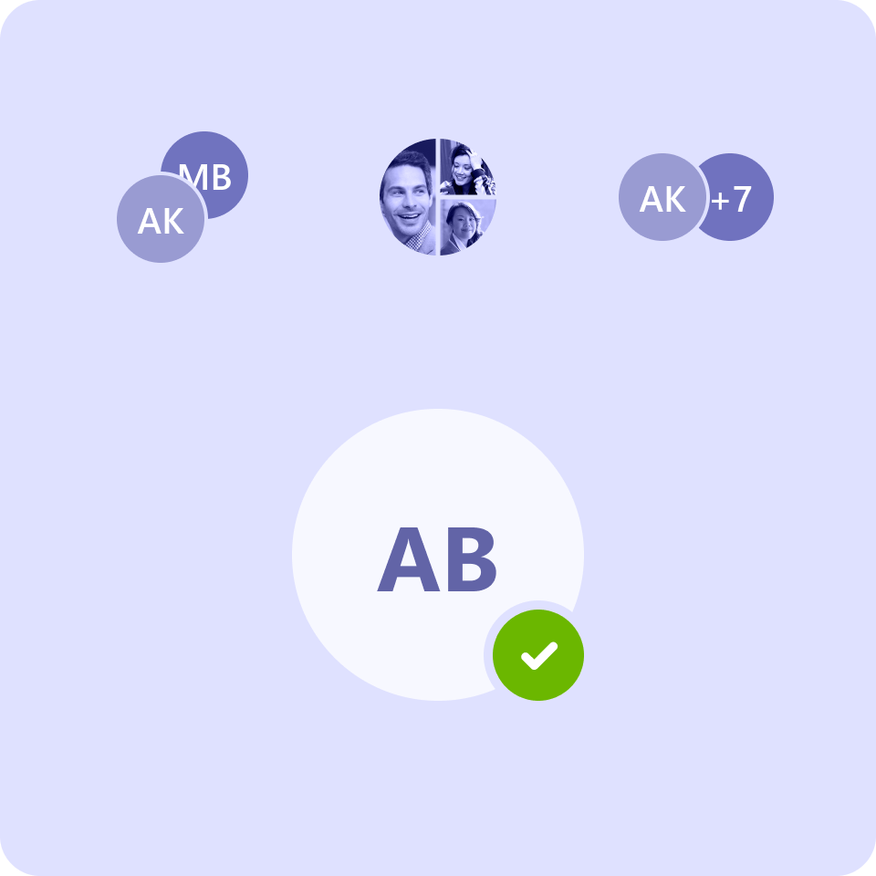 Konzeptionelle Darstellung von Avataren in Teams.