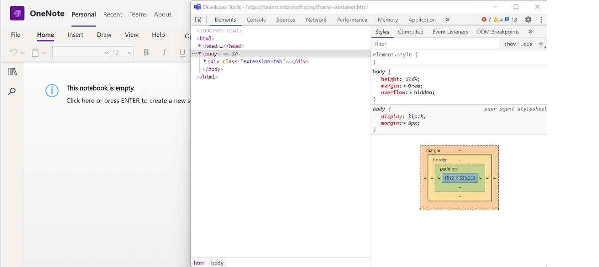 Screenshot zeigt die Registerkarte und DevTools.