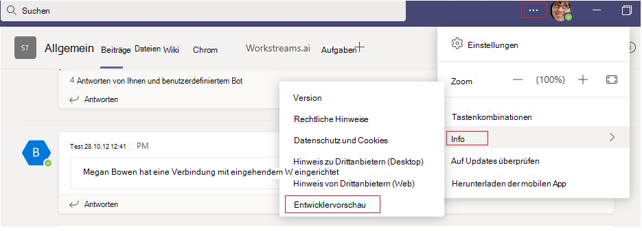 Screenshot des Abschnitts zum Verfassen einer Nachricht mit der Option 