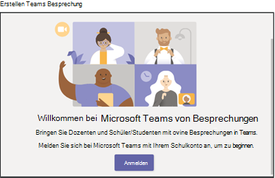 Screenshot: Anmeldung bei der Teams-Besprechung