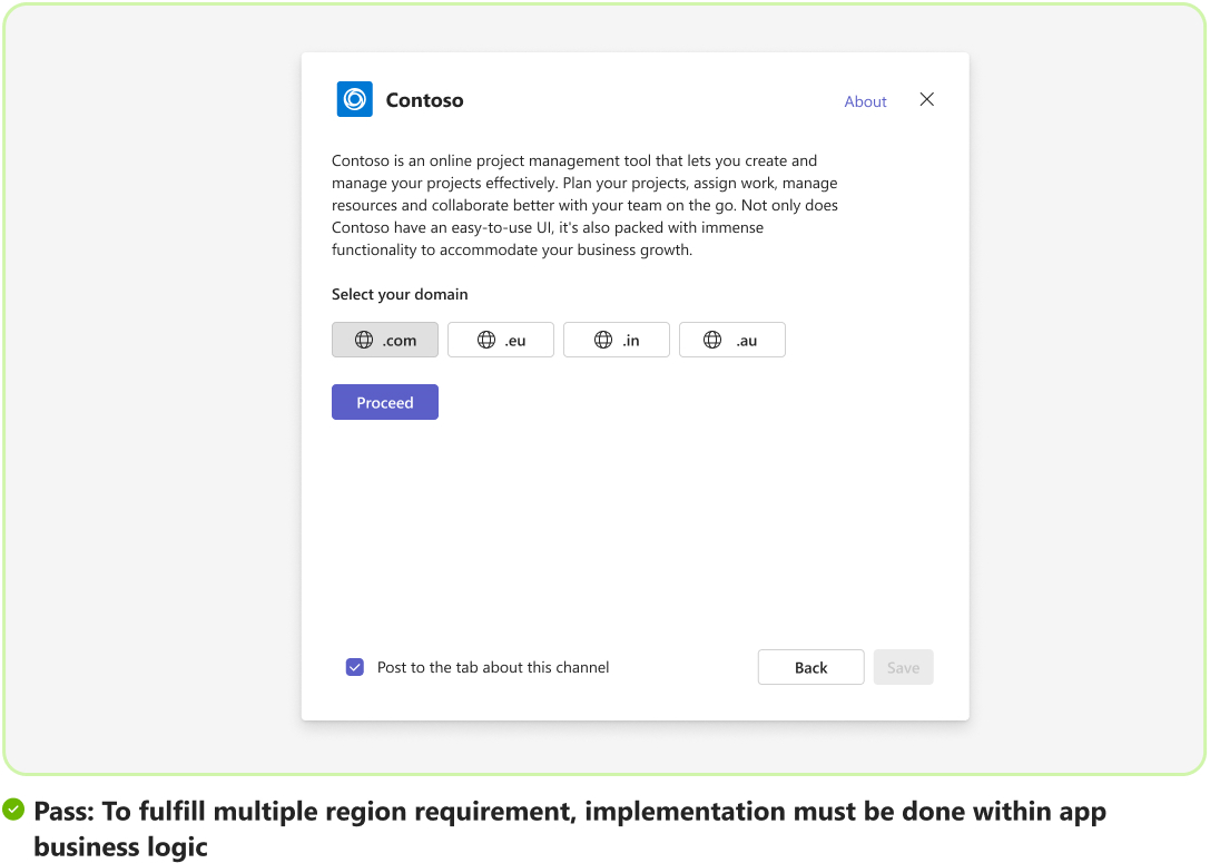 Screenshot: Bestandenes Szenario der Regionsanforderung mit Logik