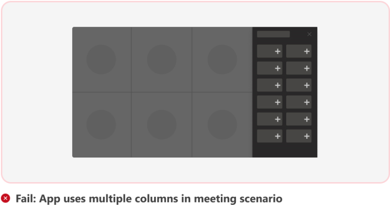 Die Grafik zeigt ein Beispiel für mehrere Spaltenlayouts für besprechungsinterne Dialoge.