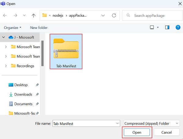 Hinzufügen der MANIFEST-ZIP-Datei