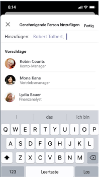 Screenshot: Auswahlauswahl auf Mobilgeräten