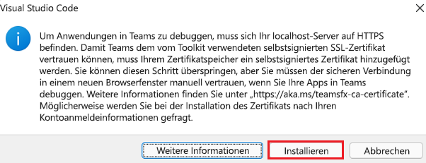 Screenshot: Zu installierende Zertifikat