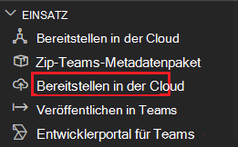 Screenshot: Rot hervorgehobene Bereitstellung in der Cloud