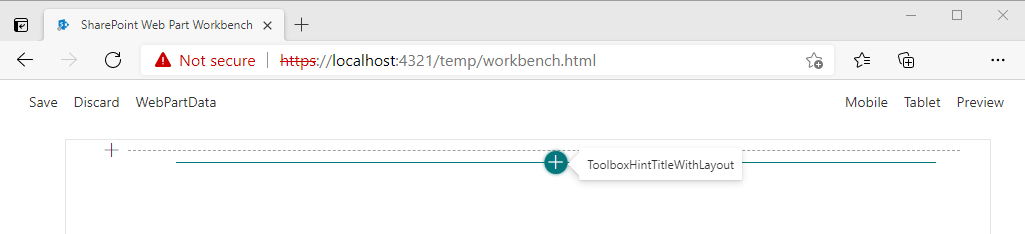 Screenshot: SPFx Workbench mit dem Popupfenster zum Hinzufügen eines Webparts