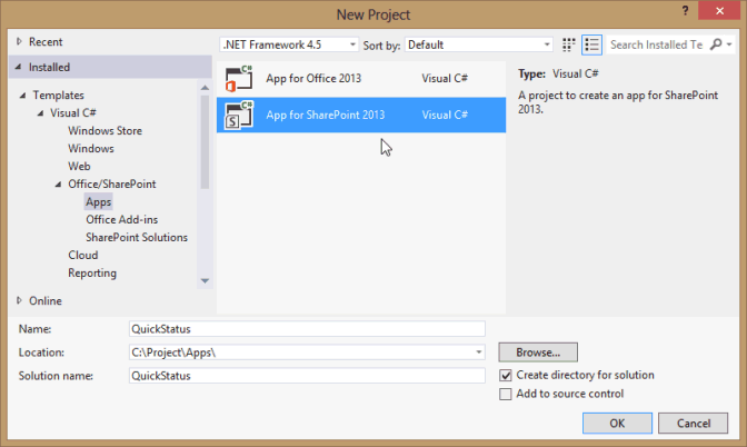 Erstellen einer Project Server-App in Visual Studio