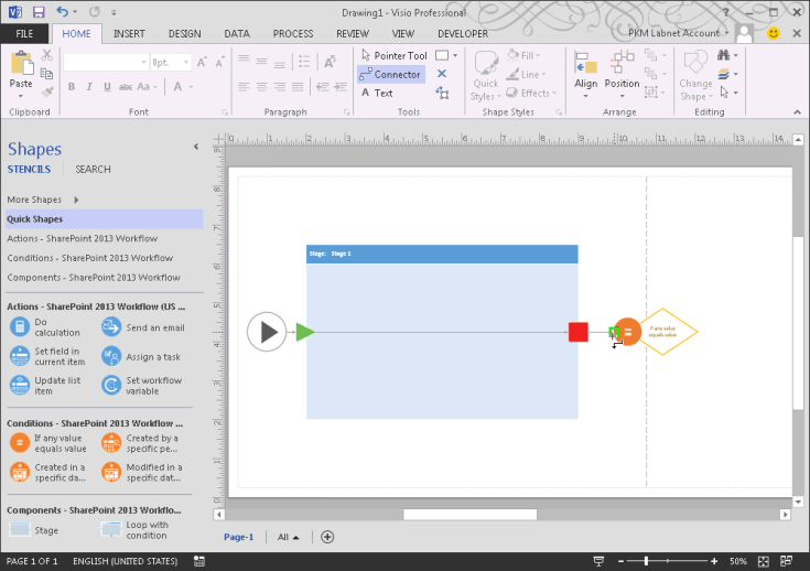 Erstellen eines Workflowdiagramms in Visio