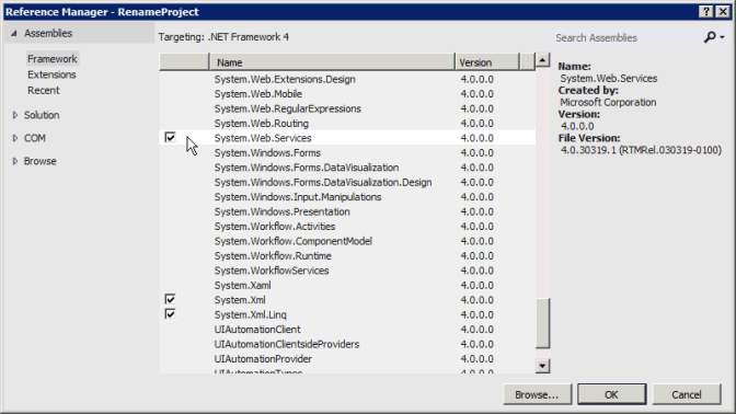 Hinzufügen eines Verweises in Visual Studio