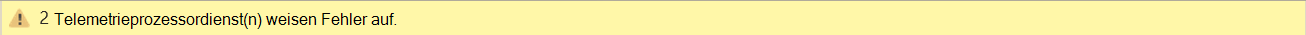 Screenshot einer Fehlermeldung, die angibt, dass zwei Telemetrieprozessordienste Fehler aufweisen.