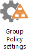 Symbol für Gruppenrichtlinieneinstellungen mit einer Zahnrad- und Strukturstruktur.