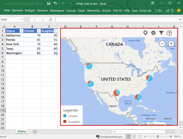 Inhalts-Add-In in Excel.