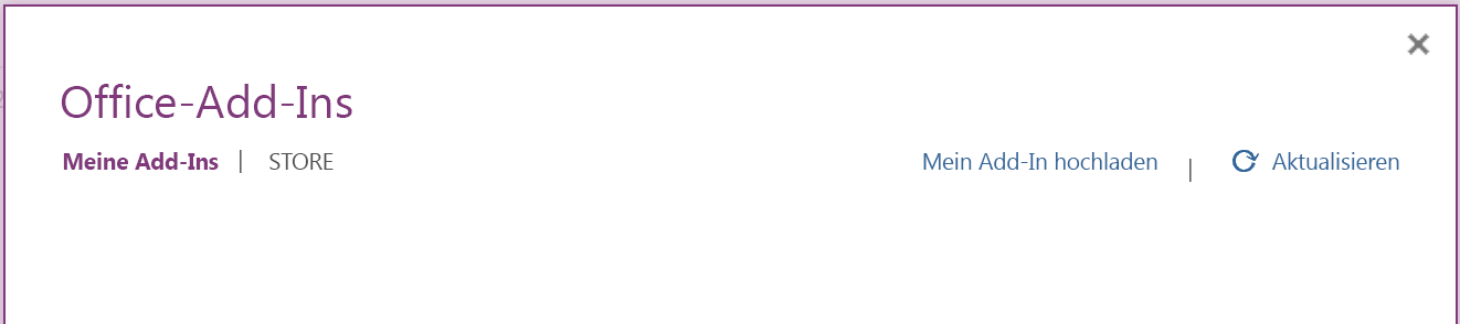 Das Dialogfeld Office-Add-Ins mit der Registerkarte MEINE ADD-INS.