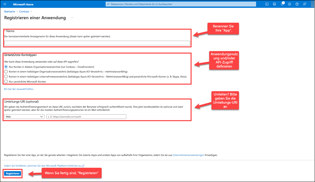 App-Registrierungsprozess