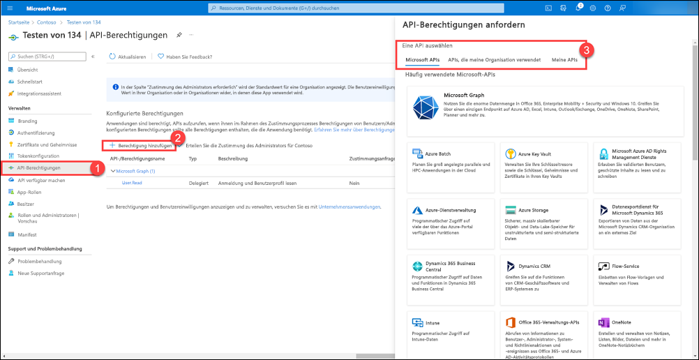 API-Berechtigungen hinzufügen