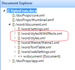 Formate-Parts in einem Textverarbeitungsdokument.