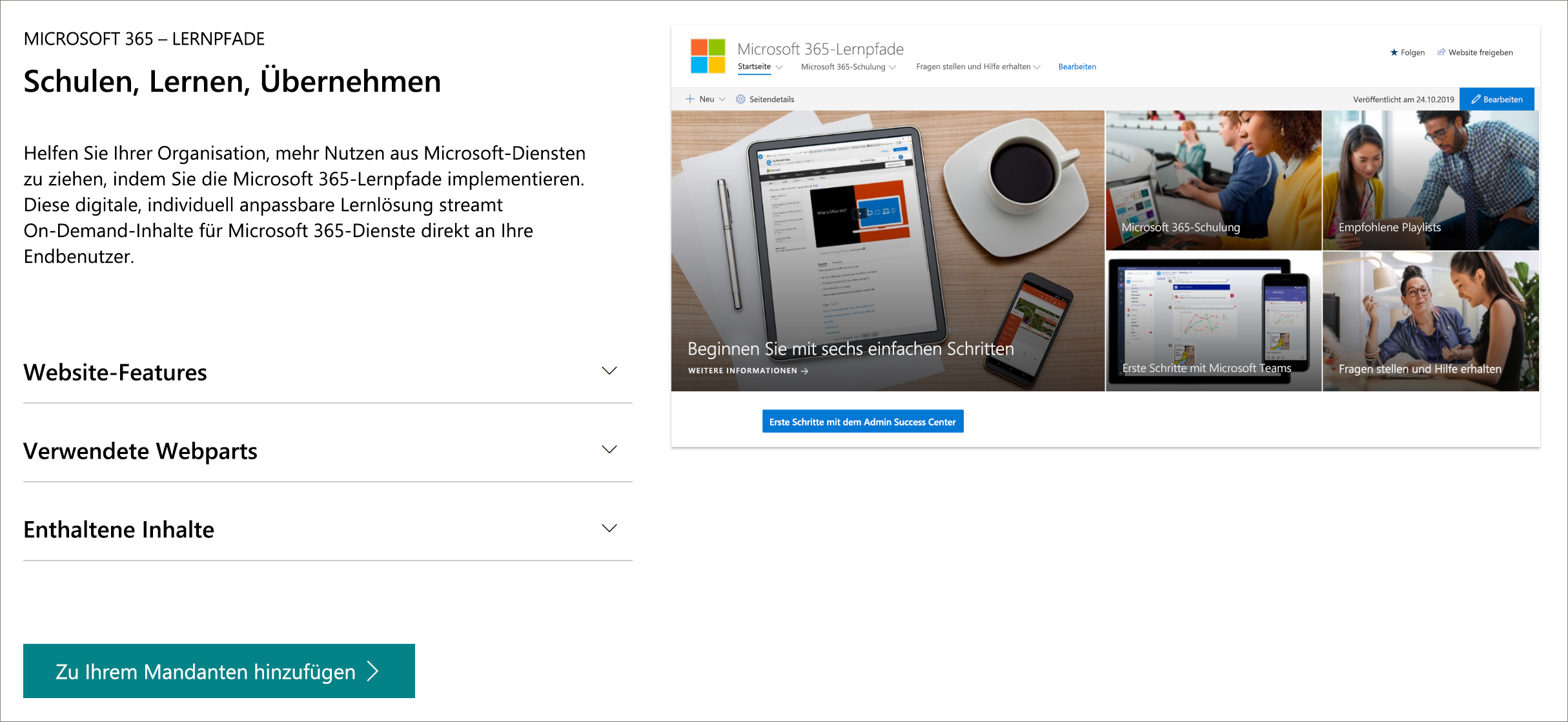 SharePoint Look Book-Bereitstellungsseite