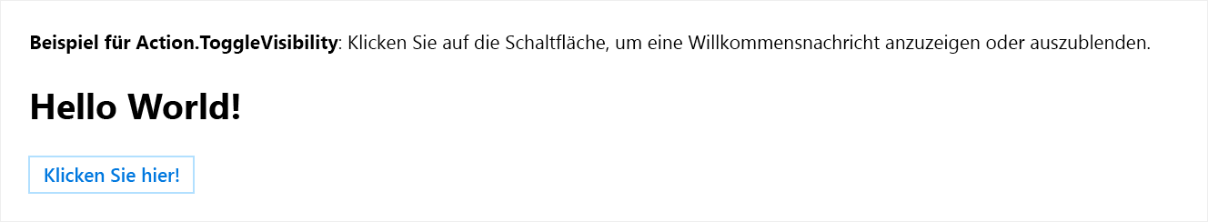 Screenshot der Beispielkarte für Action.ToggleVisibility im erweiterten Zustand.