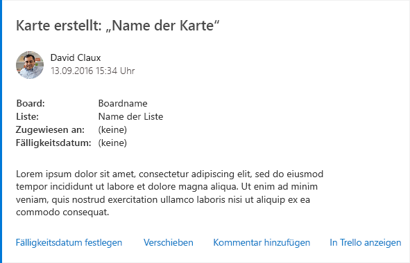 Ein Beispiel für eine Trello-Karte.