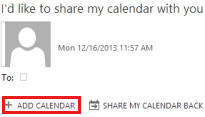 Screenshot, der die Schaltfläche „KALENDER HINZUFÜGEN“ in der Freigabeeinladung zeigt.