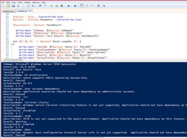 Details der Testergebnisse im JSON-Format