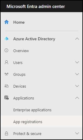 Registrierungen von Azure Apps aus dem Microsoft Entra Admin Center