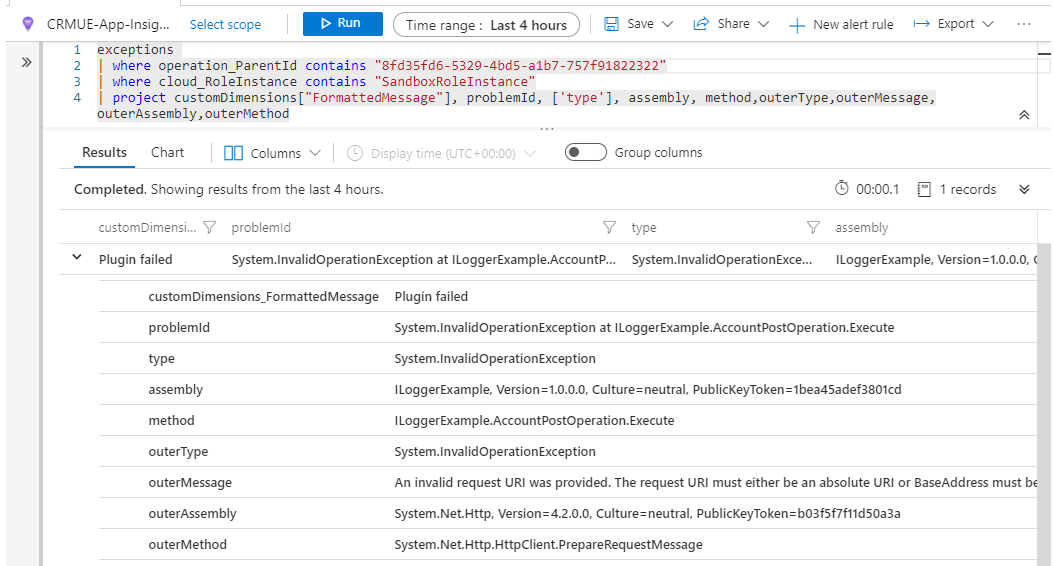 Durch das Filtern nach cloud_RoleInstance auf das von Ihrem Code geschriebene Fehlerprotokoll konzentrieren.