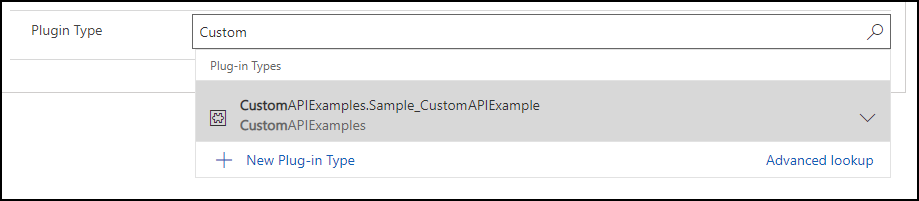 Anpassen des Typs des Custom-API-Plugins Suchfeld.