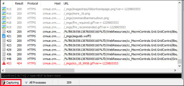 Klicken Sie auf die Schaltfläche „Erfassung“, um mit der Erfassung des HTTPS-Datenverkehrs zu beginnen.