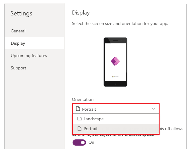 Orientierung für Telefon-Layout