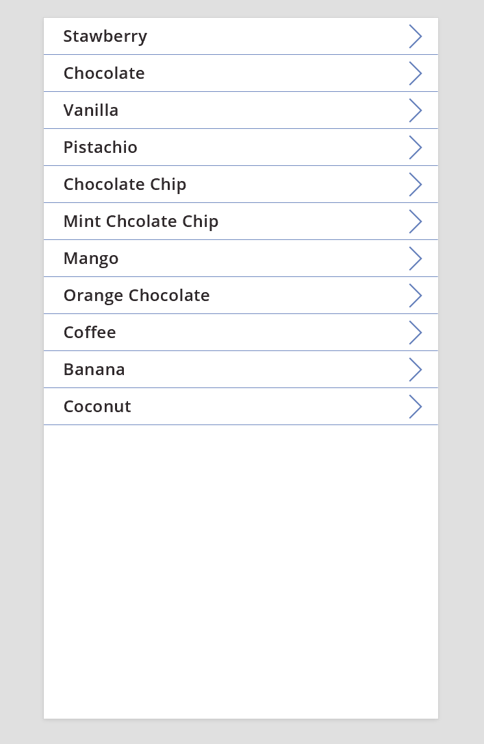 Mit der Eiscreme-Datenquelle verbundener Katalog