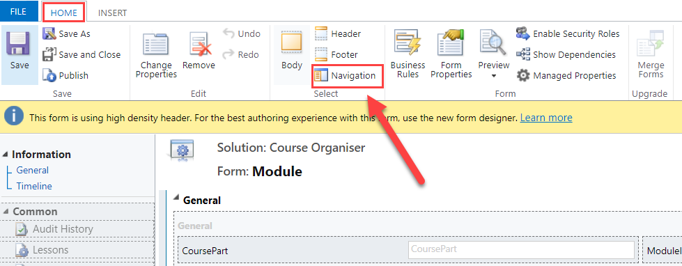 Formular-Navigationsbereich anzeigen