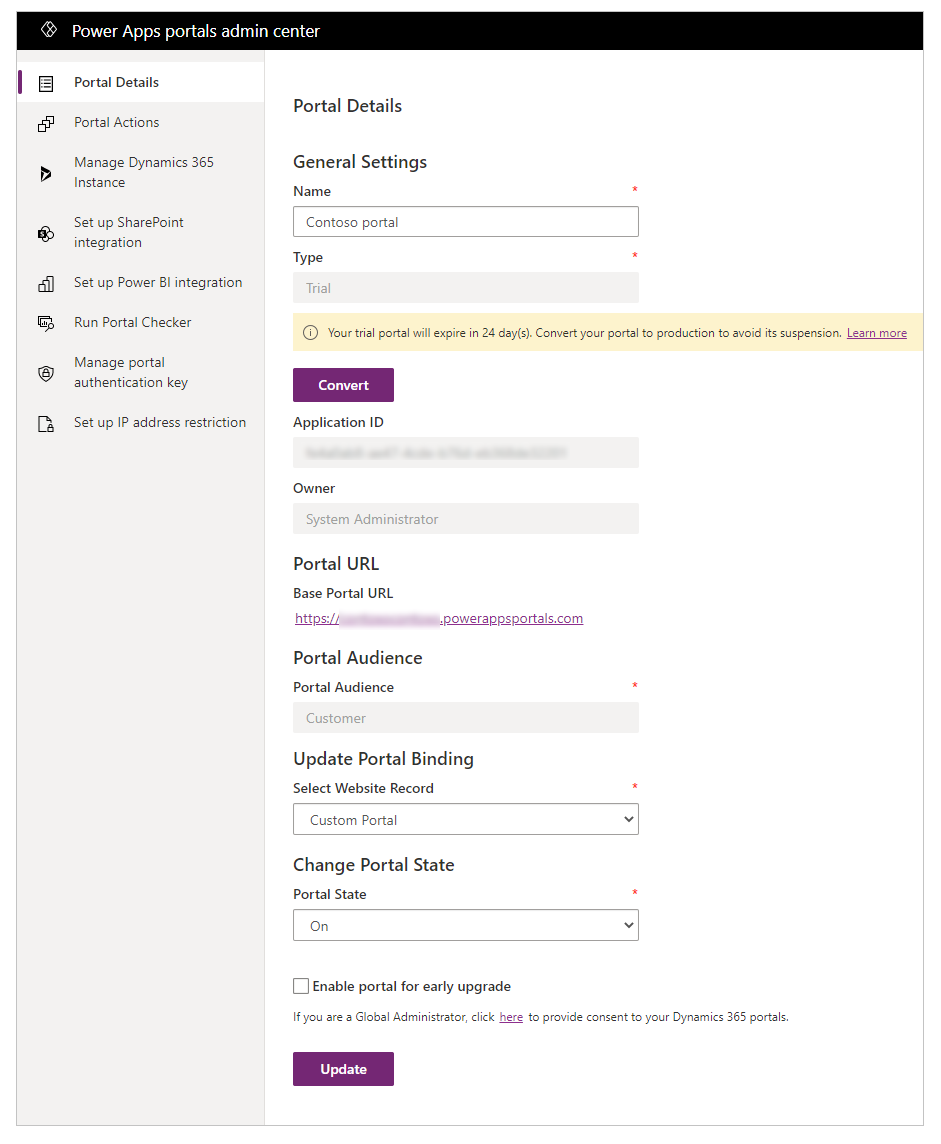 Registerkarte „Portaldetails“