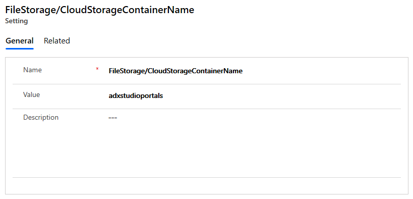 Portaleinstellung für Cloudspeichercontainer