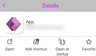 Screenshot, der zeigt, wo sich das Symbol „Beim Start öffnen“ auf der Detailseite der App befindet.