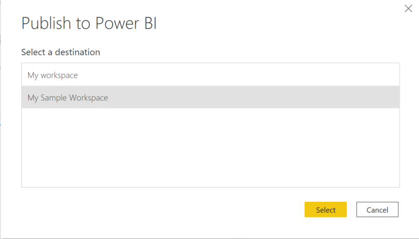 Veröffentlichung an Power BI.