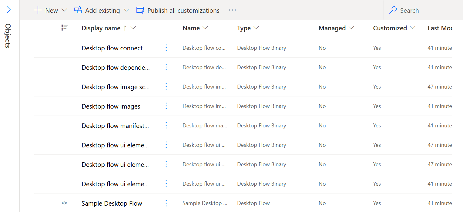 Screenshot eines Desktop-Flows in einer Lösung