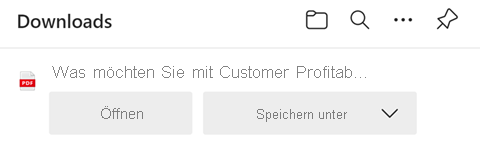 Screenshot der Auswahl der Option zum Öffnen oder Speichern der PDF-Datei