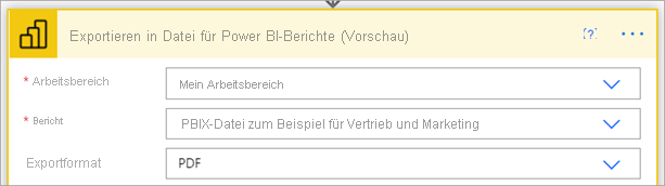 Screenshot des Exports in eine Datei für Power BI-Berichte.