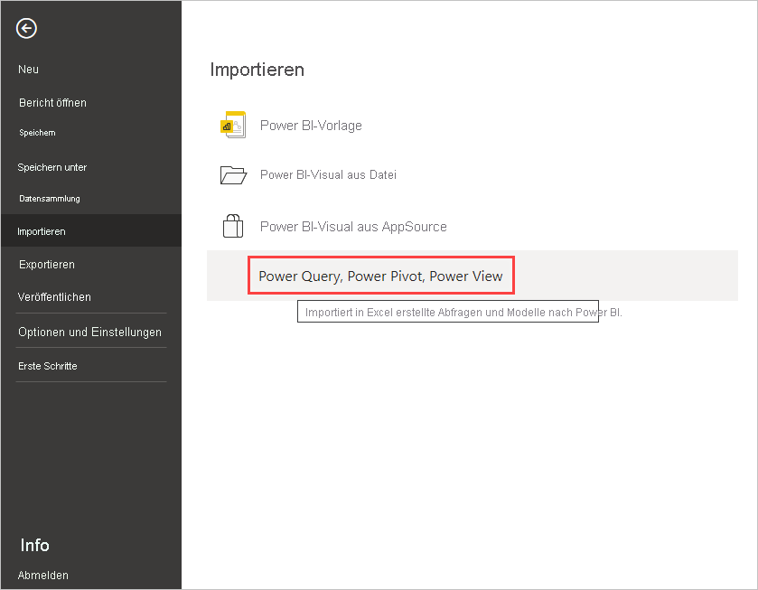 Screenshot: Funktion zum Importieren von Excel-Arbeitsmappen