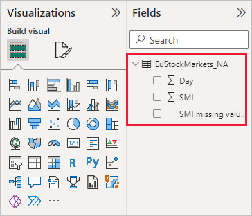 Screenshot shows data in the Fields pane.