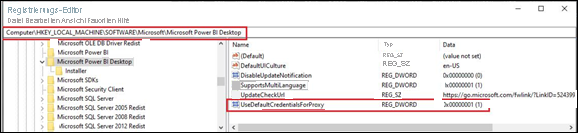 Registry key for using default system credentials